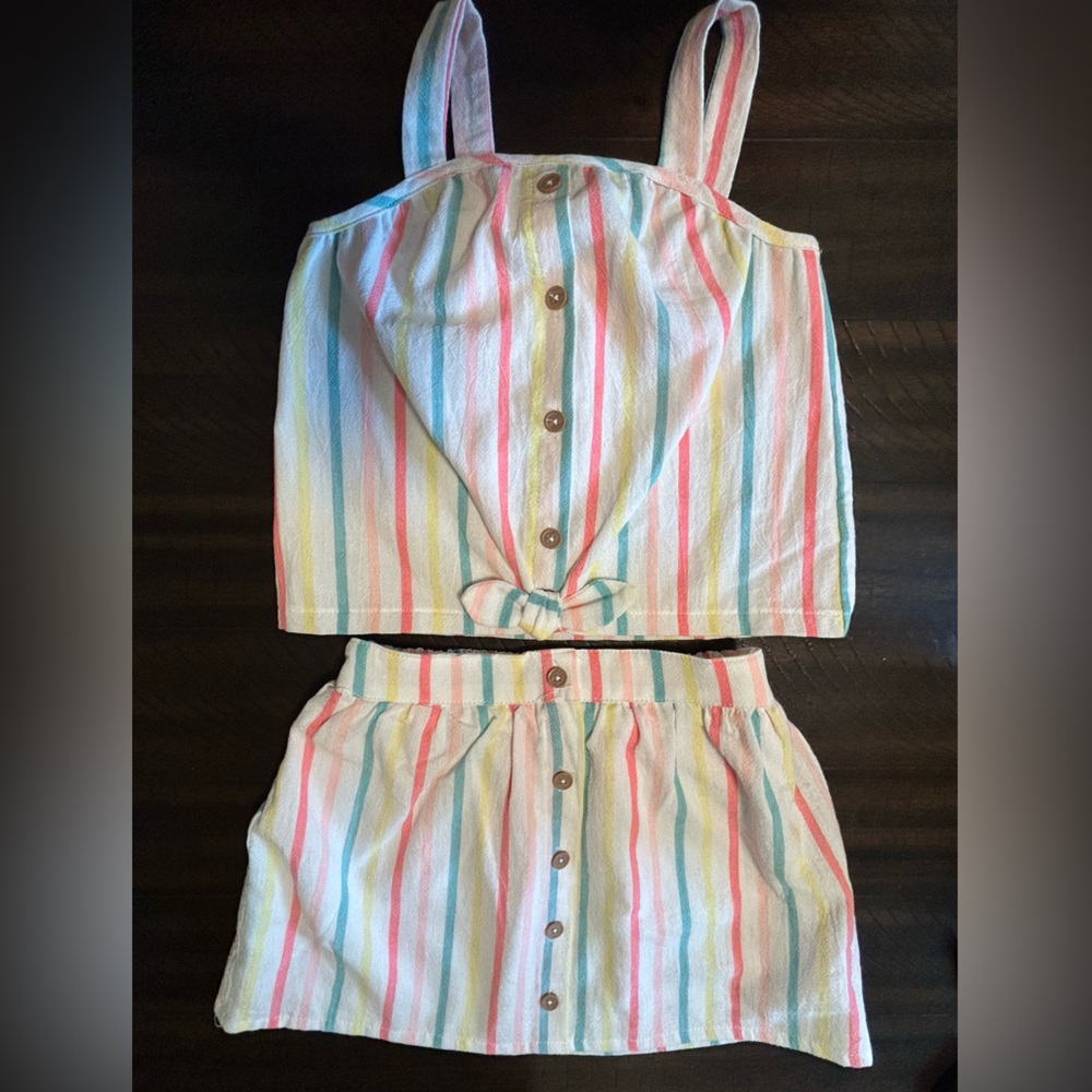 Isaac Mizrahi New York White /MultiColor Pastel Striped 2pc set (Skirt /TankTop)